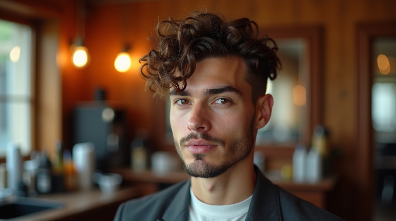 Edgar Cut mit Locken und Low Taper Fade