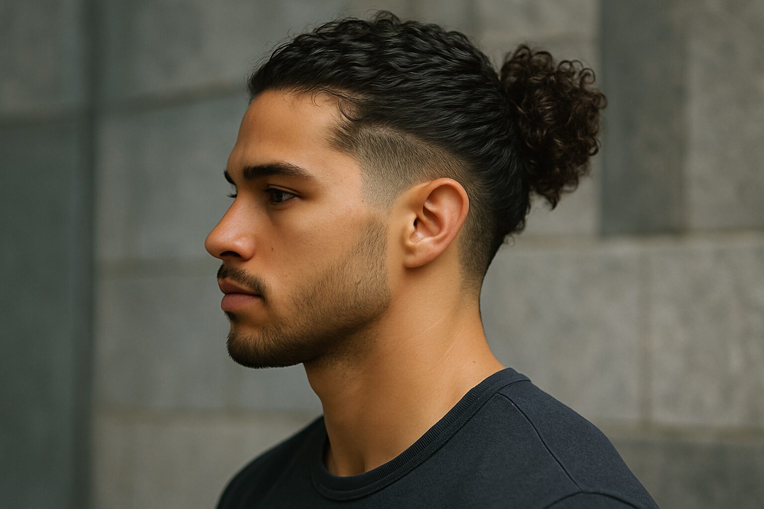 Curly Drop-Fade Bun