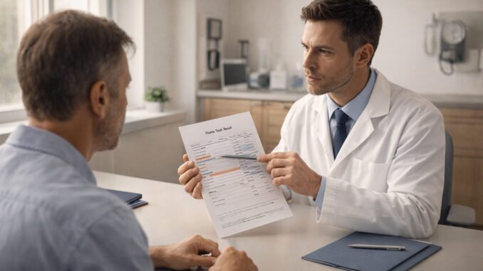 Arztbesprechung über Testergebnisse