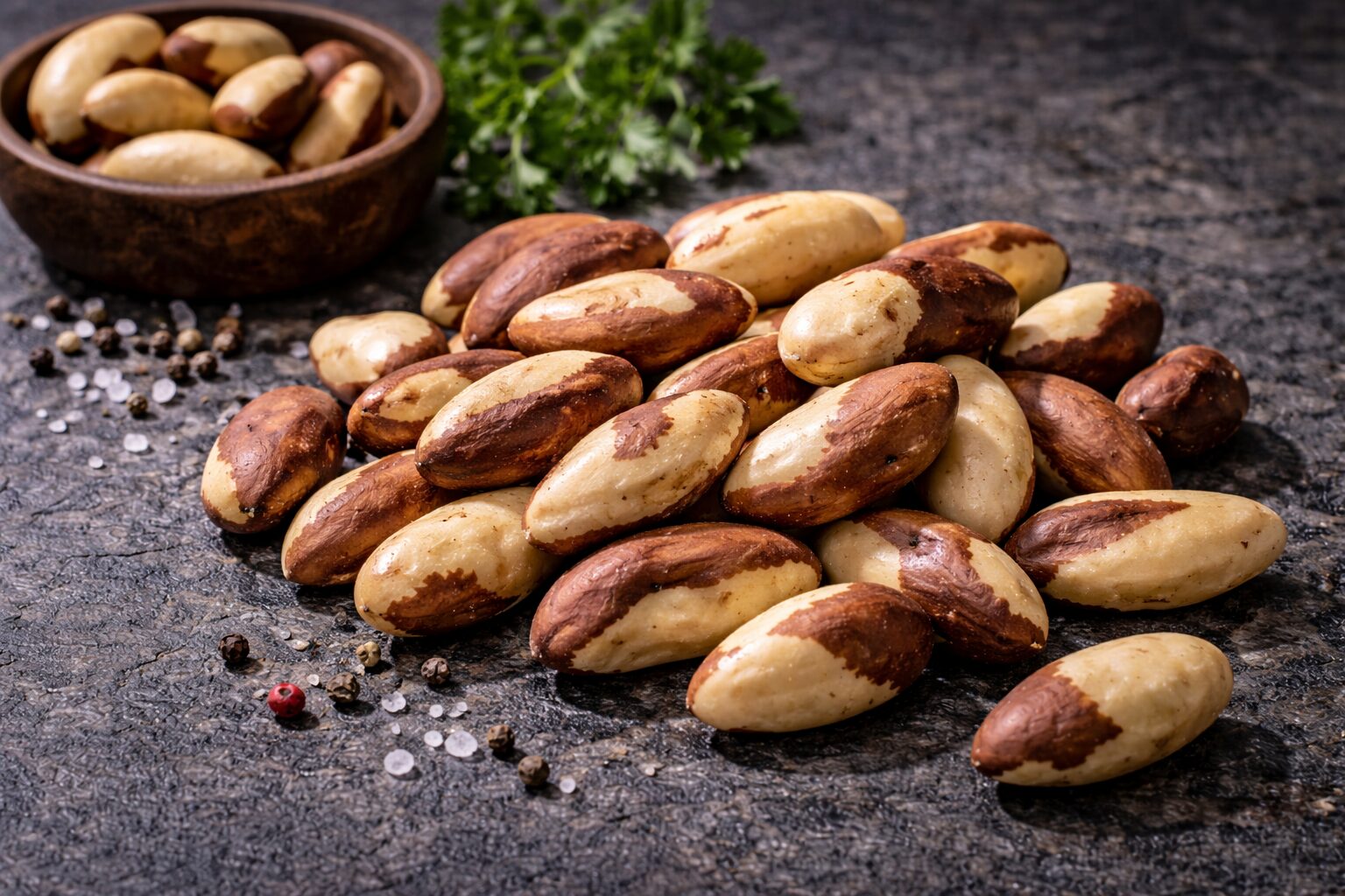 Brasilnüsse mit Pfeffer und Salz