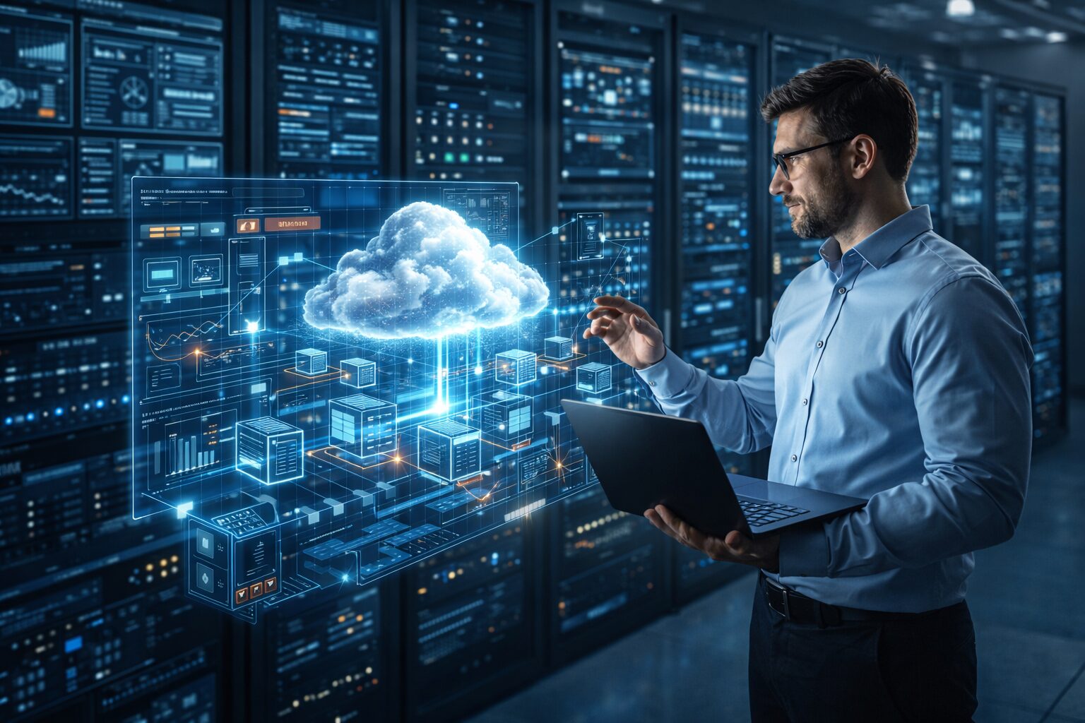 Cloud-Architekt in moderner Rechenzentrumsumgebung