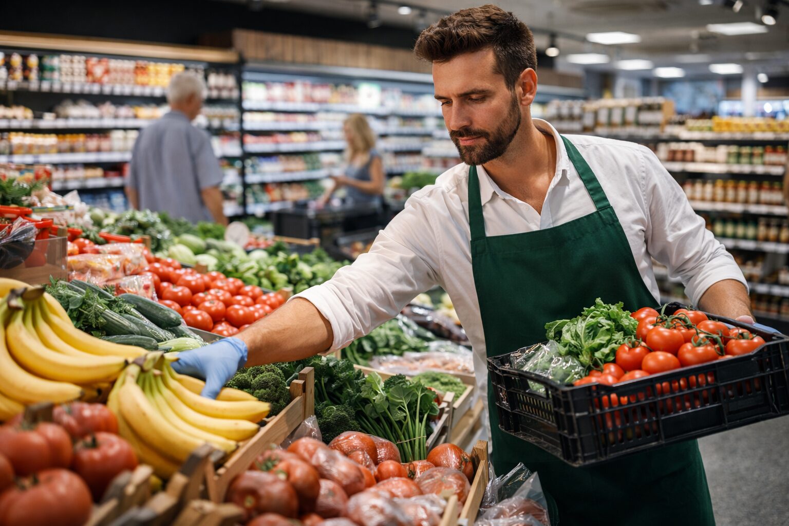 Frisch sortierte Regale im Supermarkt