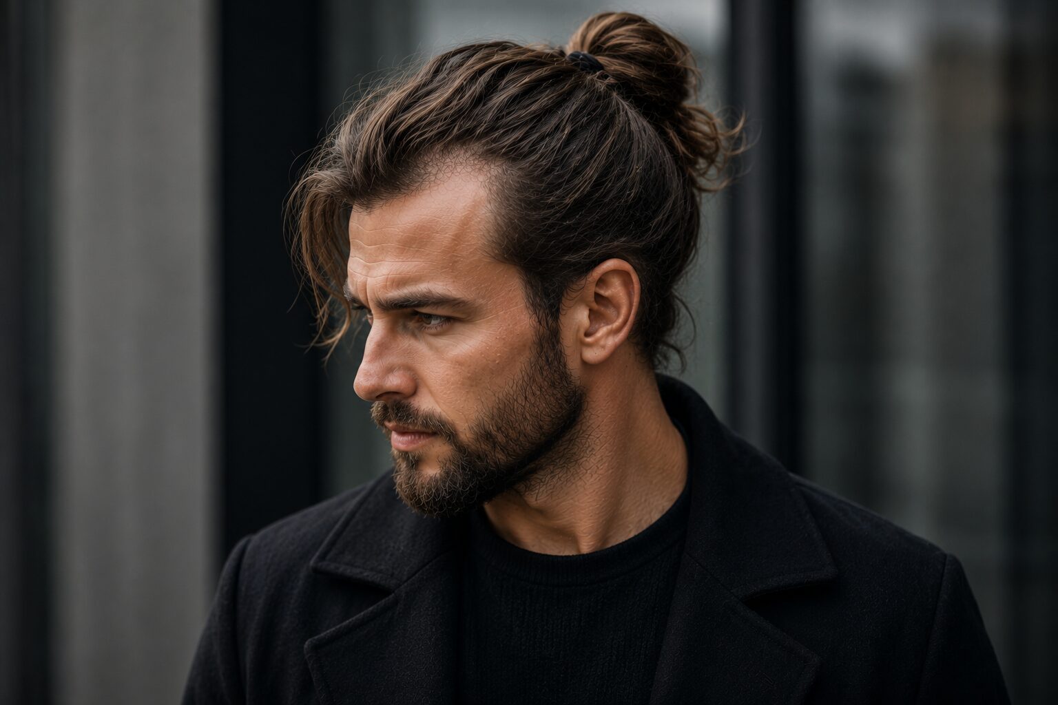 Man Bun für Männer mit Geheimratsecken
