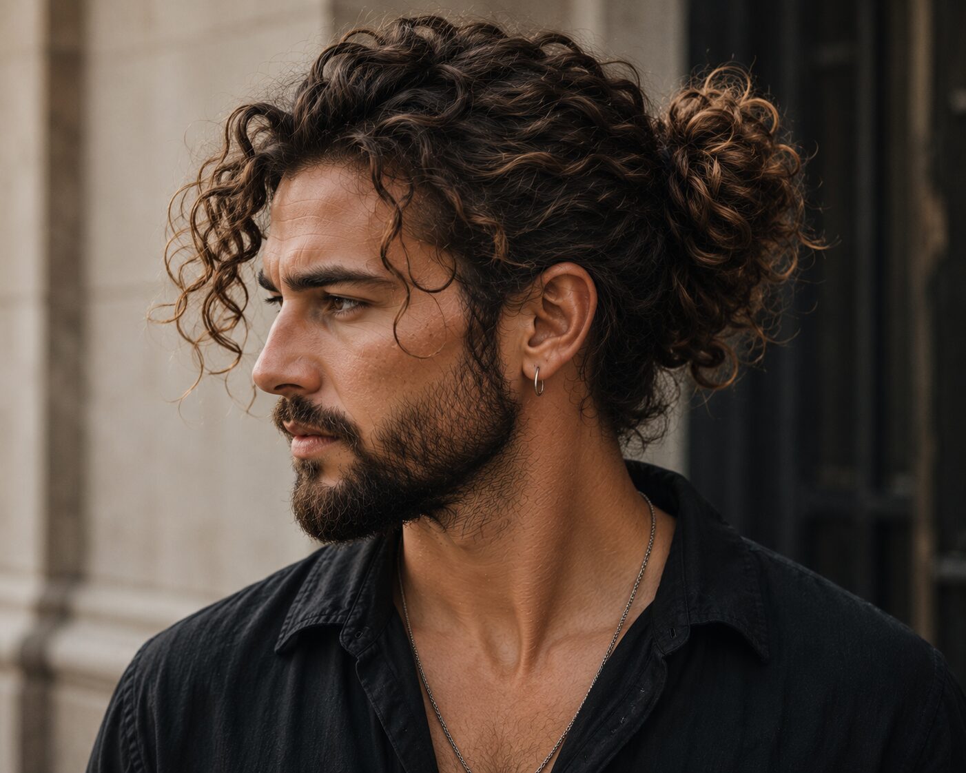 Man Bun mit Locken