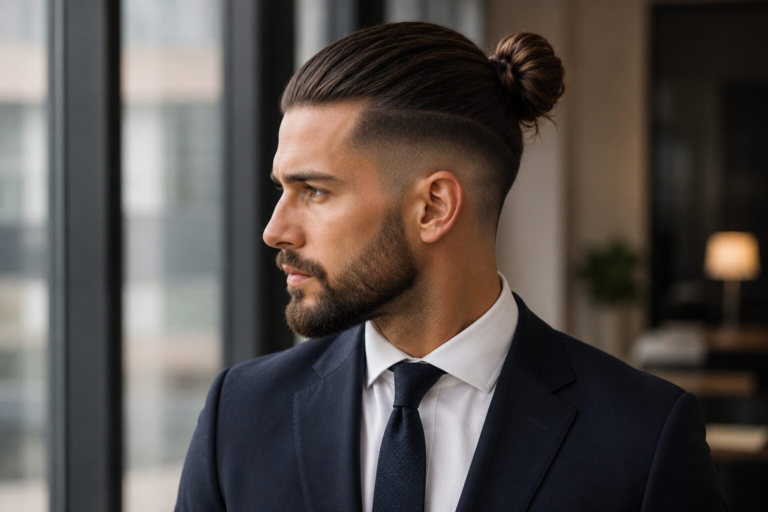 Man Bun mit Low Fade