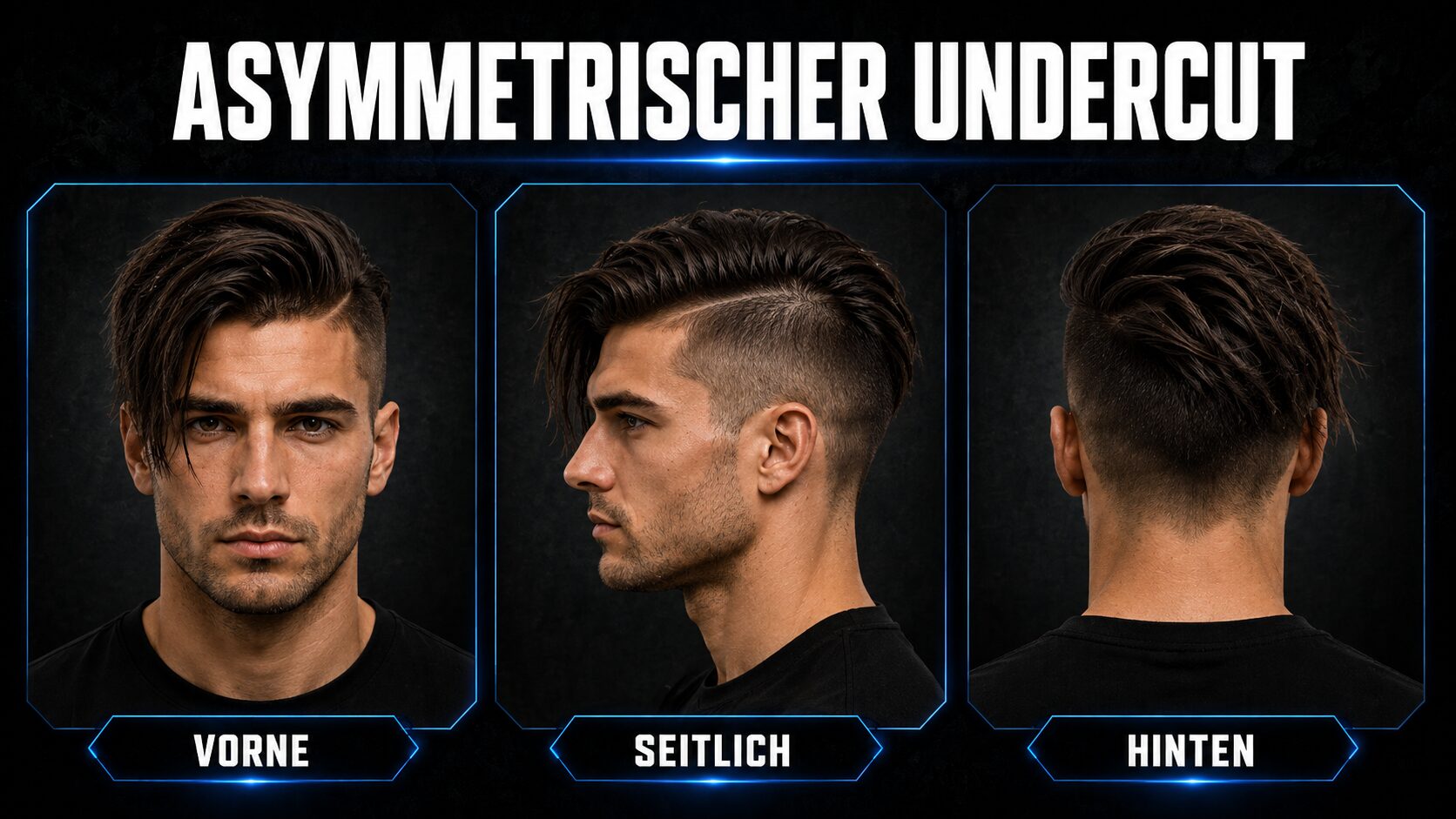 Asymmetrischer Undercut mit ungleichen Seiten