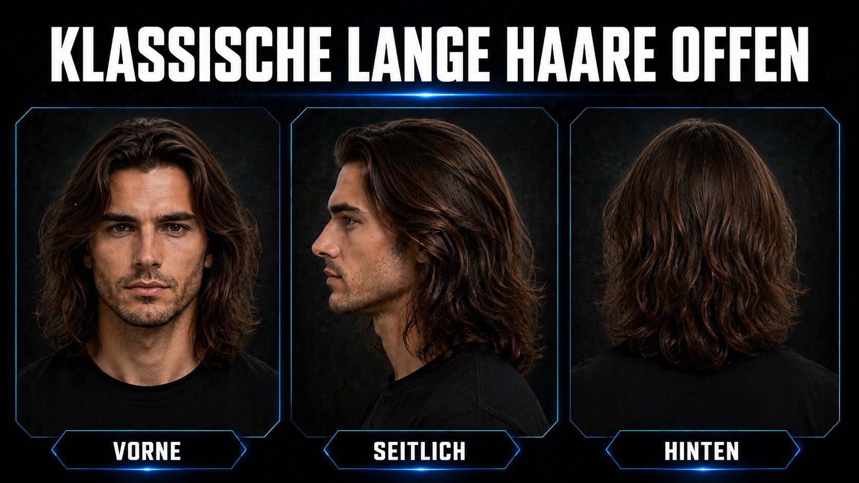 Klassische lange Haare bei Männern offen getragen