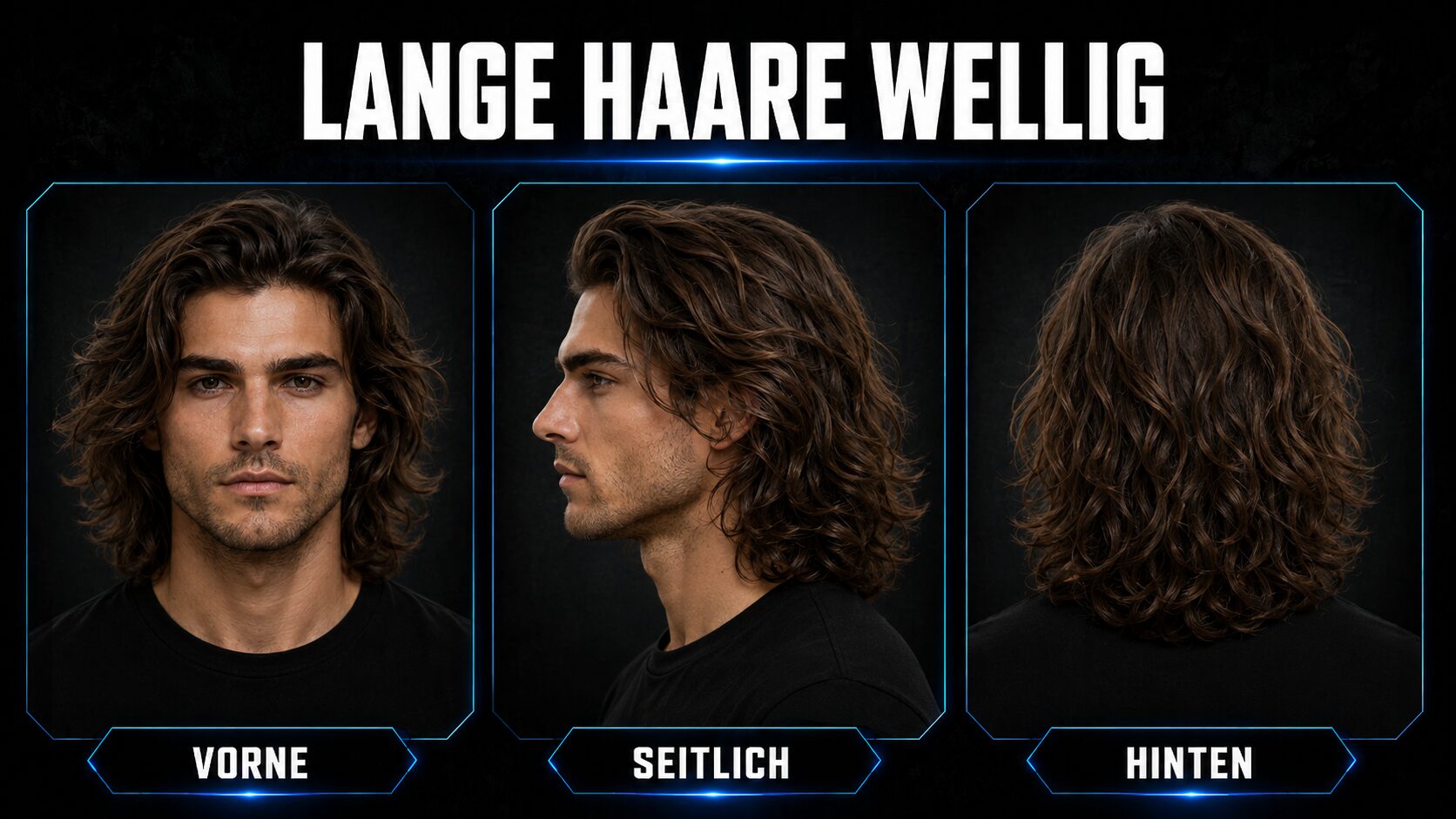 Lange wellige Haare bei Männern