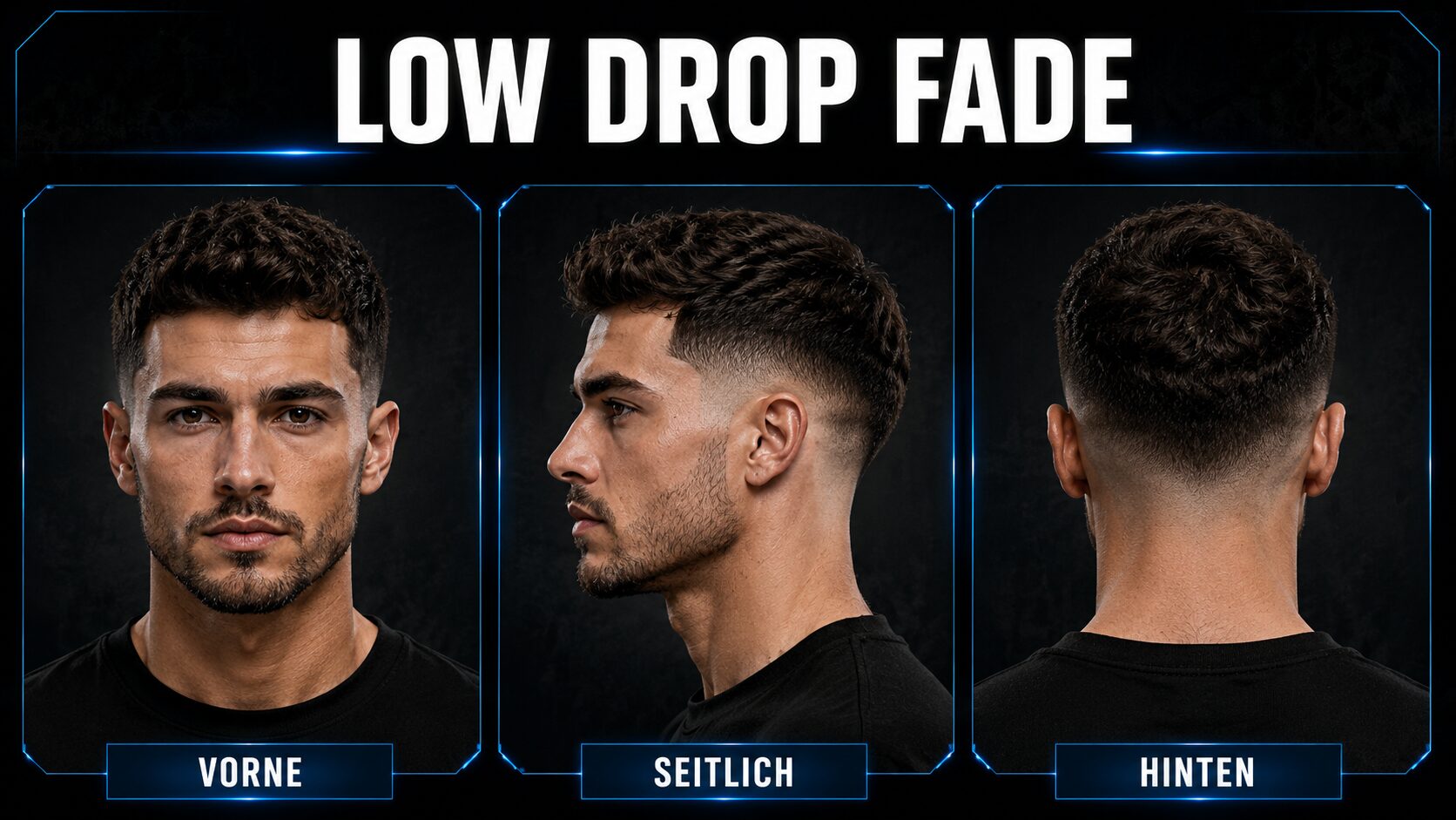 Low Drop Fade - bogenförmig nach hinten