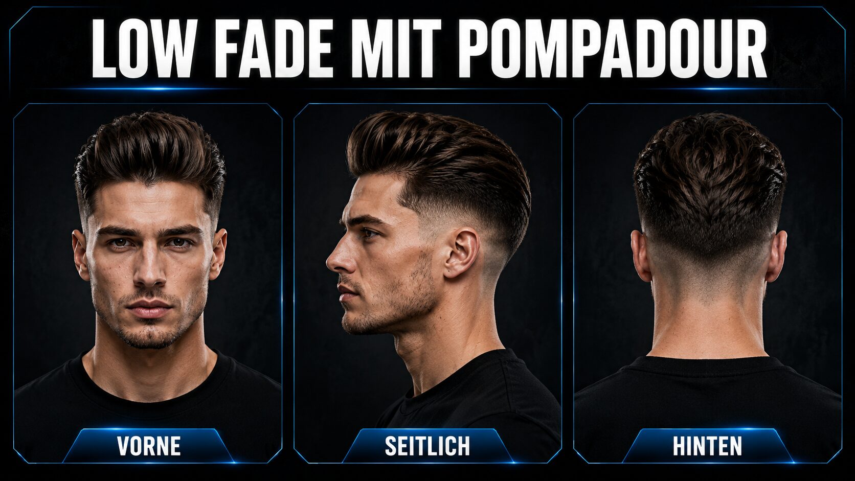 Low Fade mit Pompadour - der elegante Statement-Look