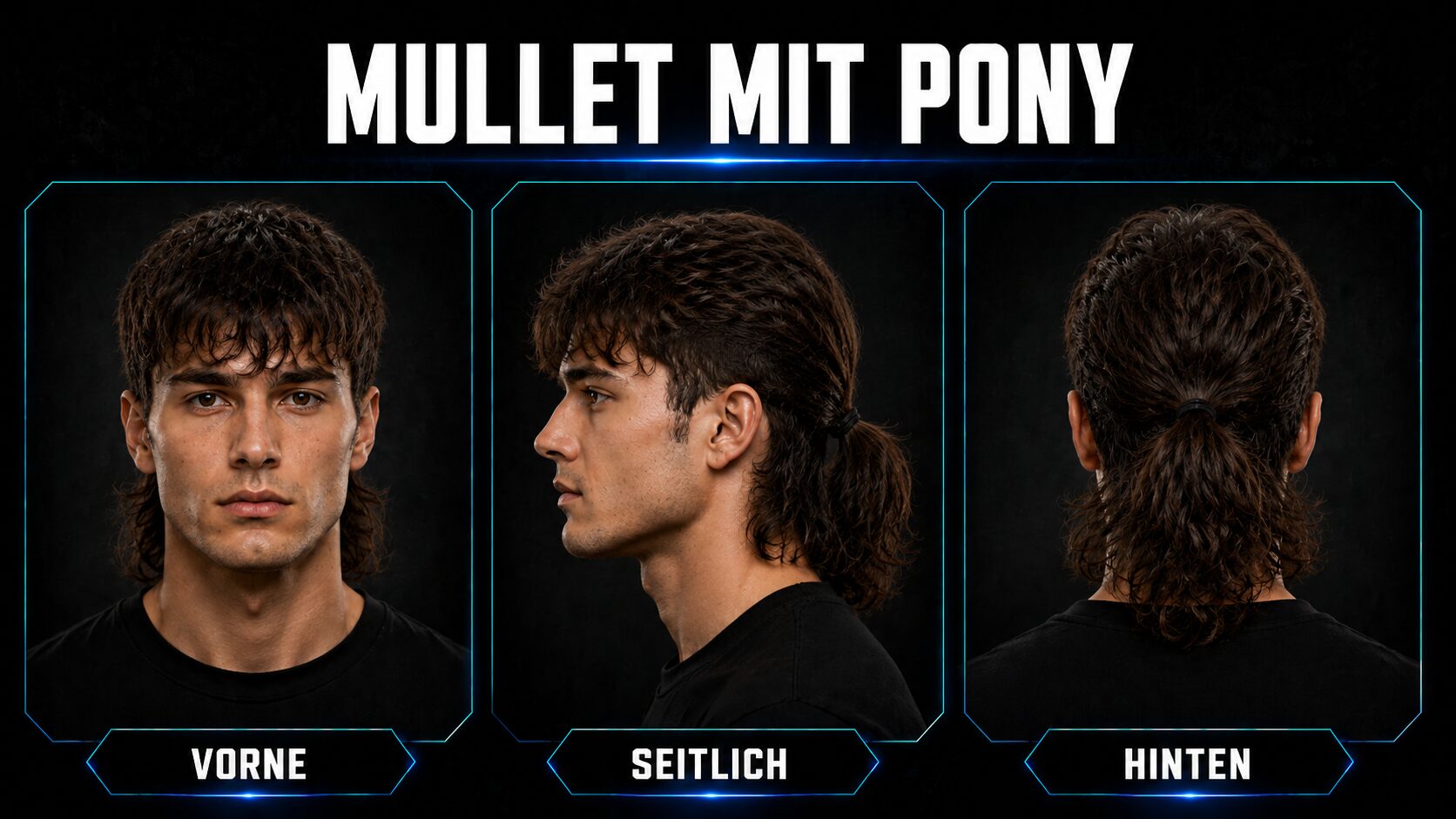 Mullet mit Pony und Stirnfranse für Männer