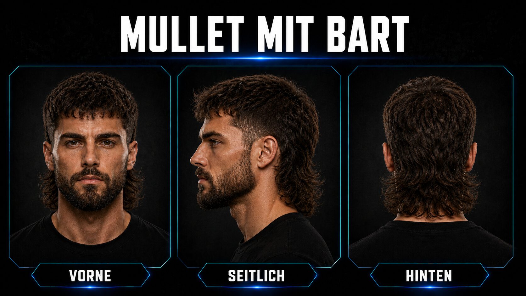 Mullet mit Vollbart als maskuline KombinationMullet mit Vollbart als maskuline Kombination
