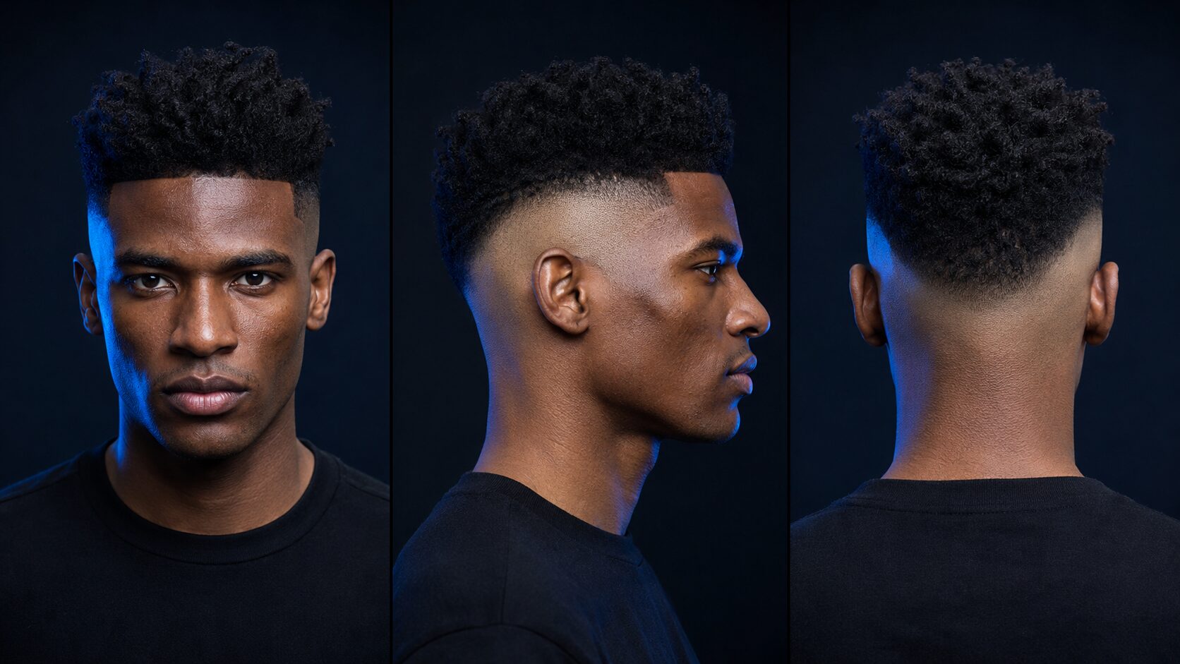 High Skin Fade Männer mit hoch angesetztem Übergang oberhalb der Schläfen