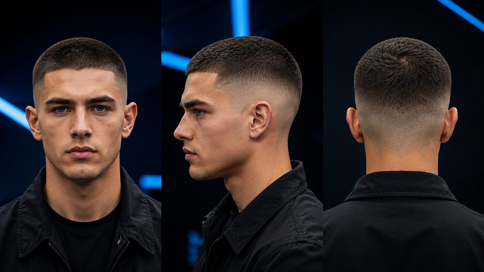 High Taper Fade Buzz Cut mit sehr kurzem Deckhaar und hohem Übergang