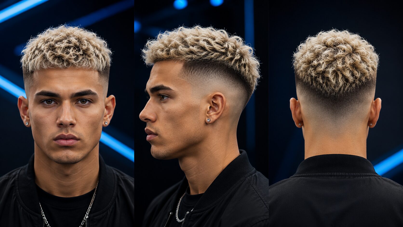 High Taper Fade blond mit hellem Deckhaar und dunklem Übergang