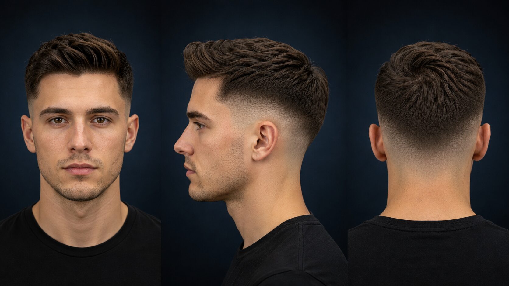 Klassischer Mid Fade mit sauberer Blend-Linie auf Wangenknochen-Höhe