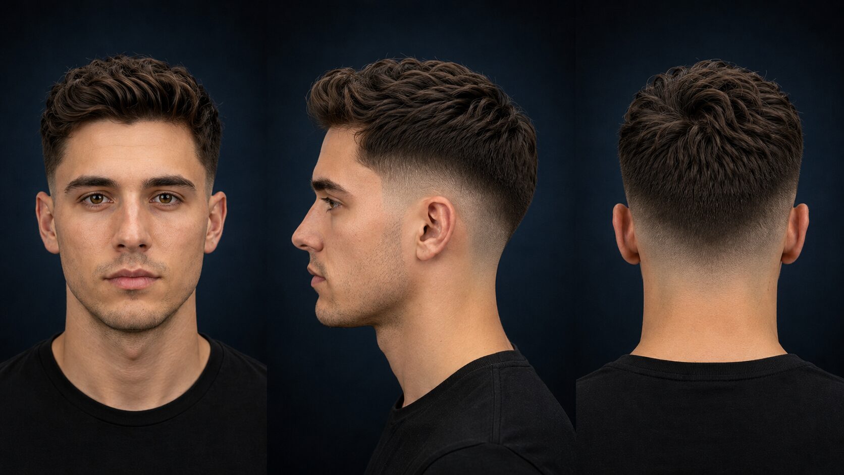 Mid Drop Fade mit abfallendem Verlauf hinter dem Ohr