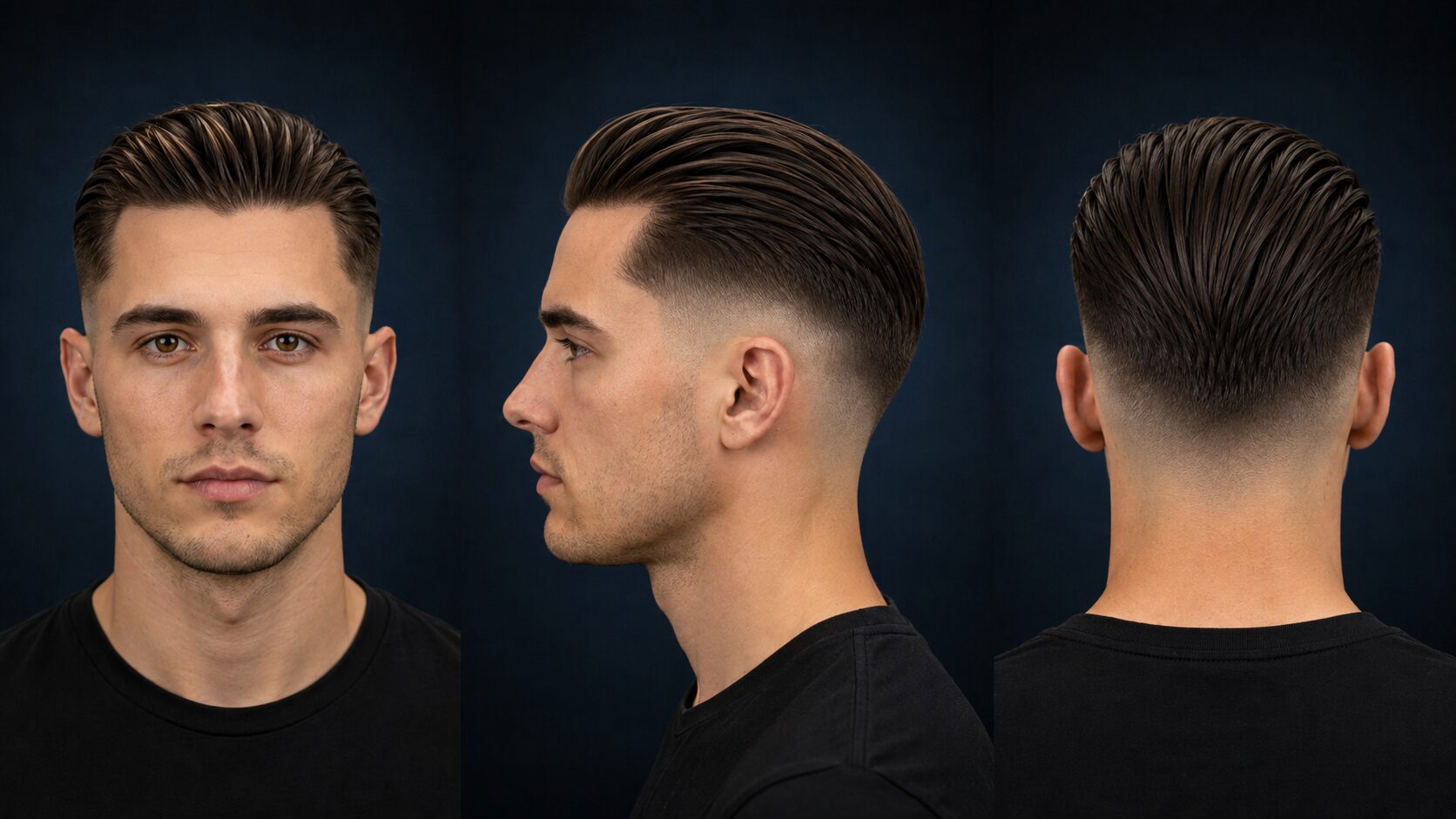 Mid Fade mit Quiff-Volumen oben, dynamischer moderner Look