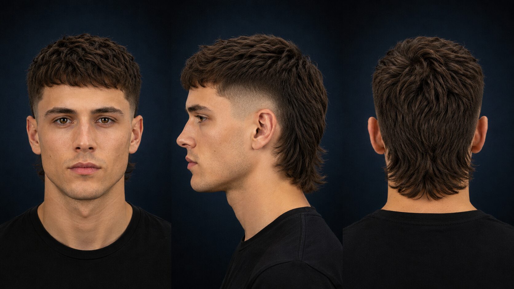 Mid Fade mit langem Nackenhaar, moderner Mullet-Look
