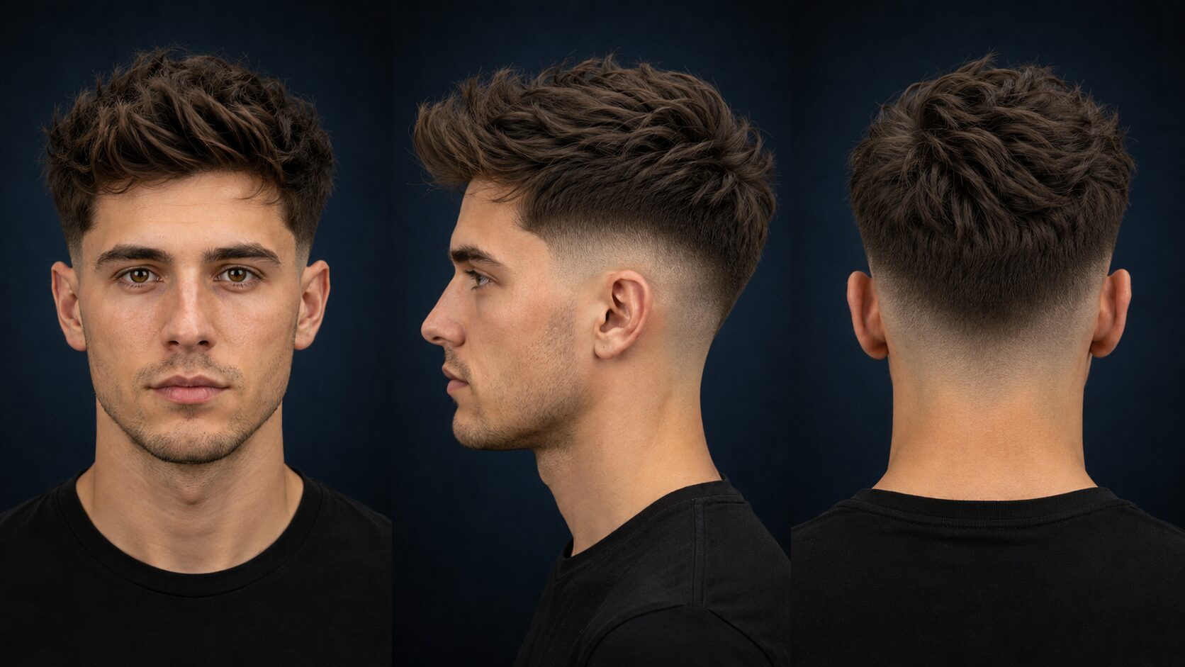 Mid Fade mit luftig-wolkigem Deckhaar, moderner Streetstyle-Look