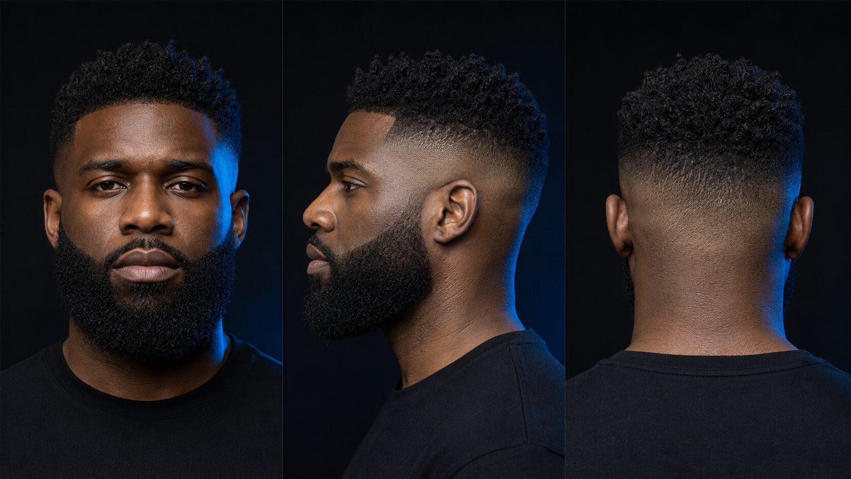 Skin Fade Männer kombiniert mit gepflegtem Vollbart und klarer Gesichtskontur