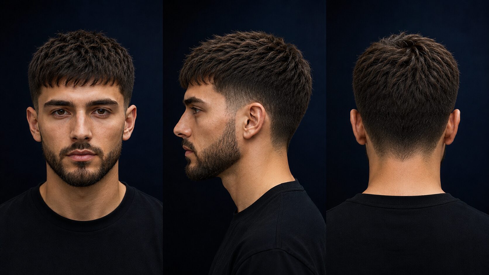 Textured Crop Männer: 10 angesagte Varianten + Styling-Guide 10 Textured Crop kombiniert mit gepflegtem Vollbart und klarer Gesichtskontur