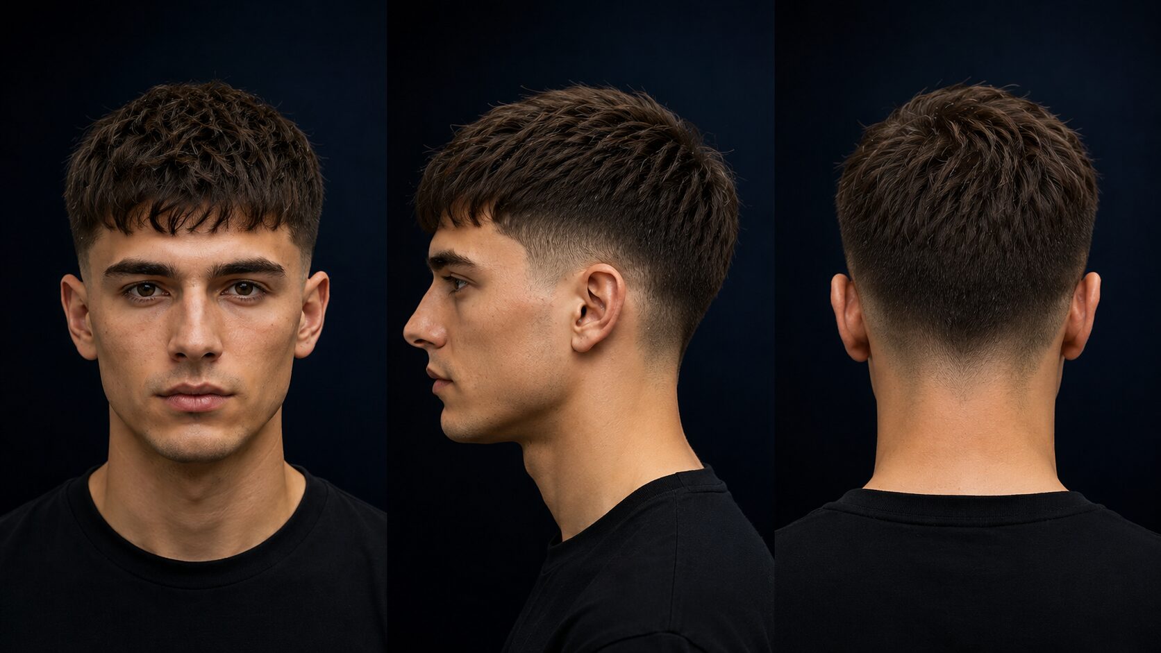 Textured Crop mit Mid Fade auf Wangenknochen-Höhe]