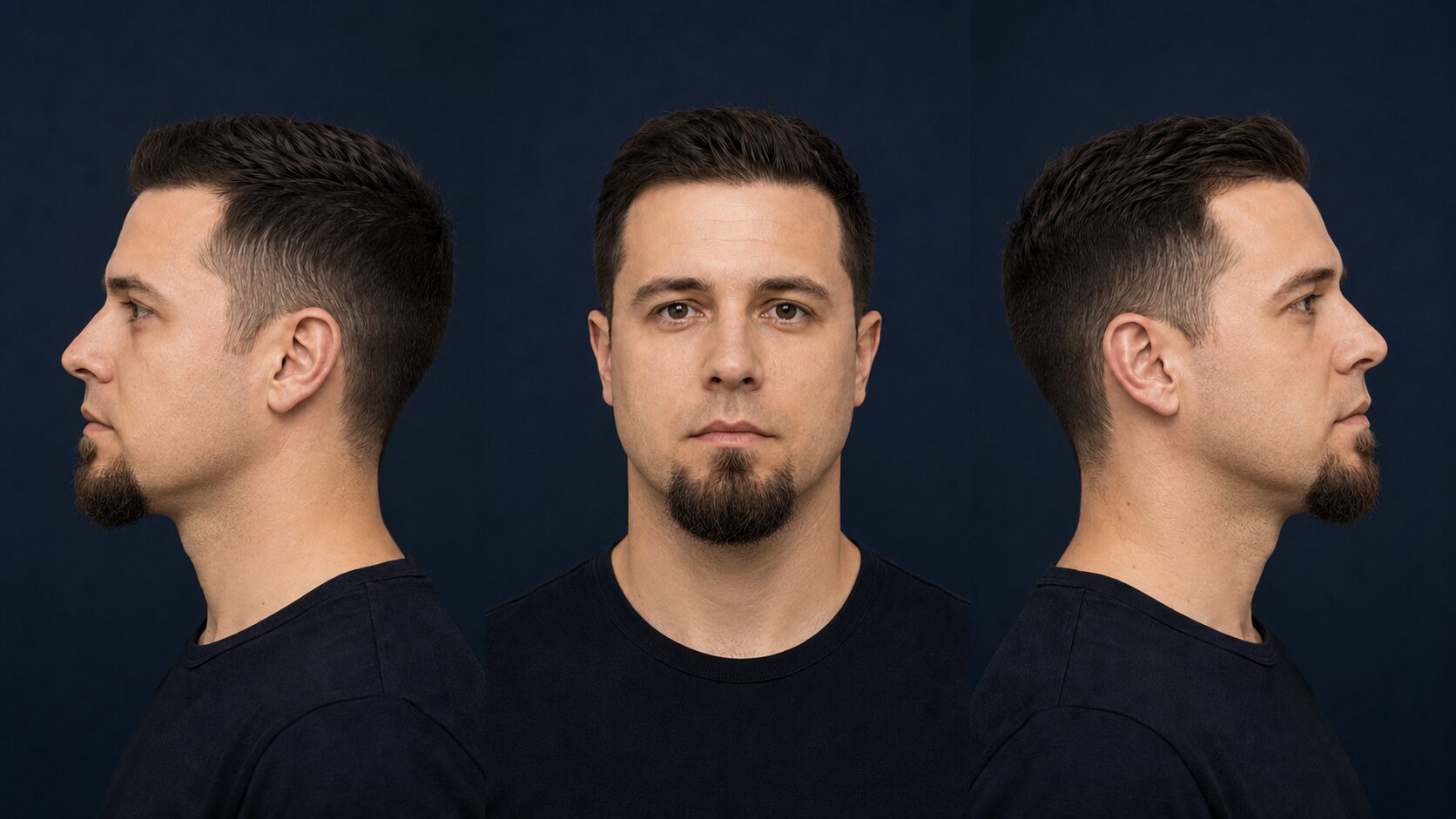 Bartarten: 26 Bartformen mit Namen und Bildern 10 ziegenbart-goatee-drei-ansichten