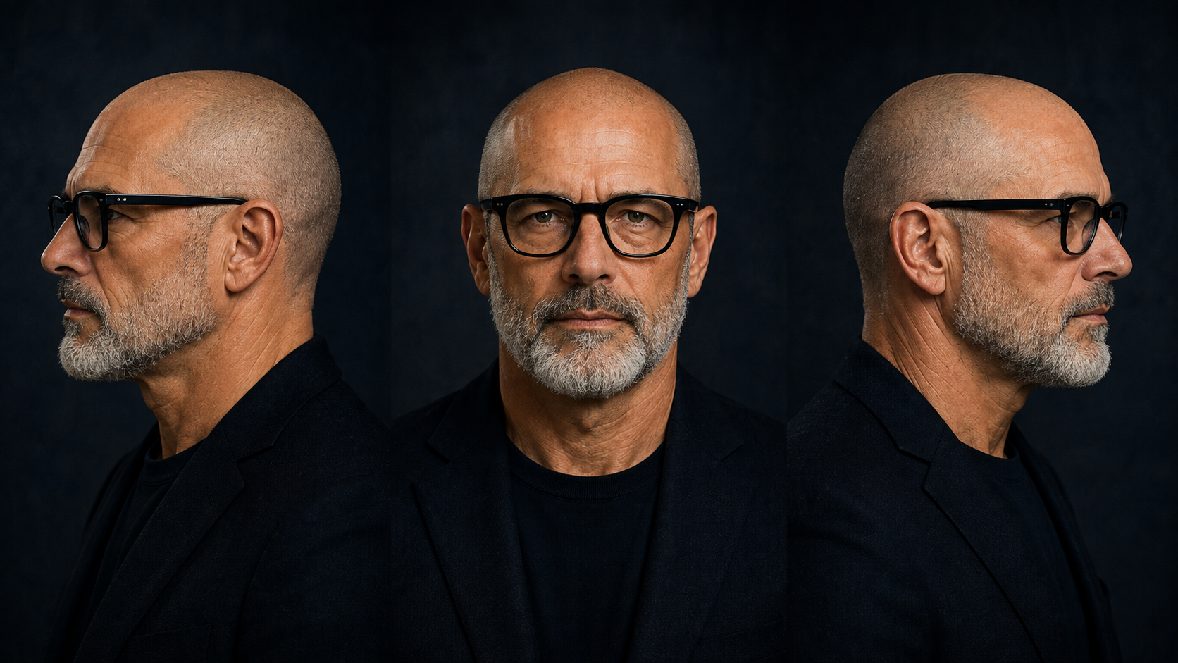 Frisuren Männer ab 50 mit Brille: 10 souveräne Schnitte 10 Rasierter Kopf mit Bart