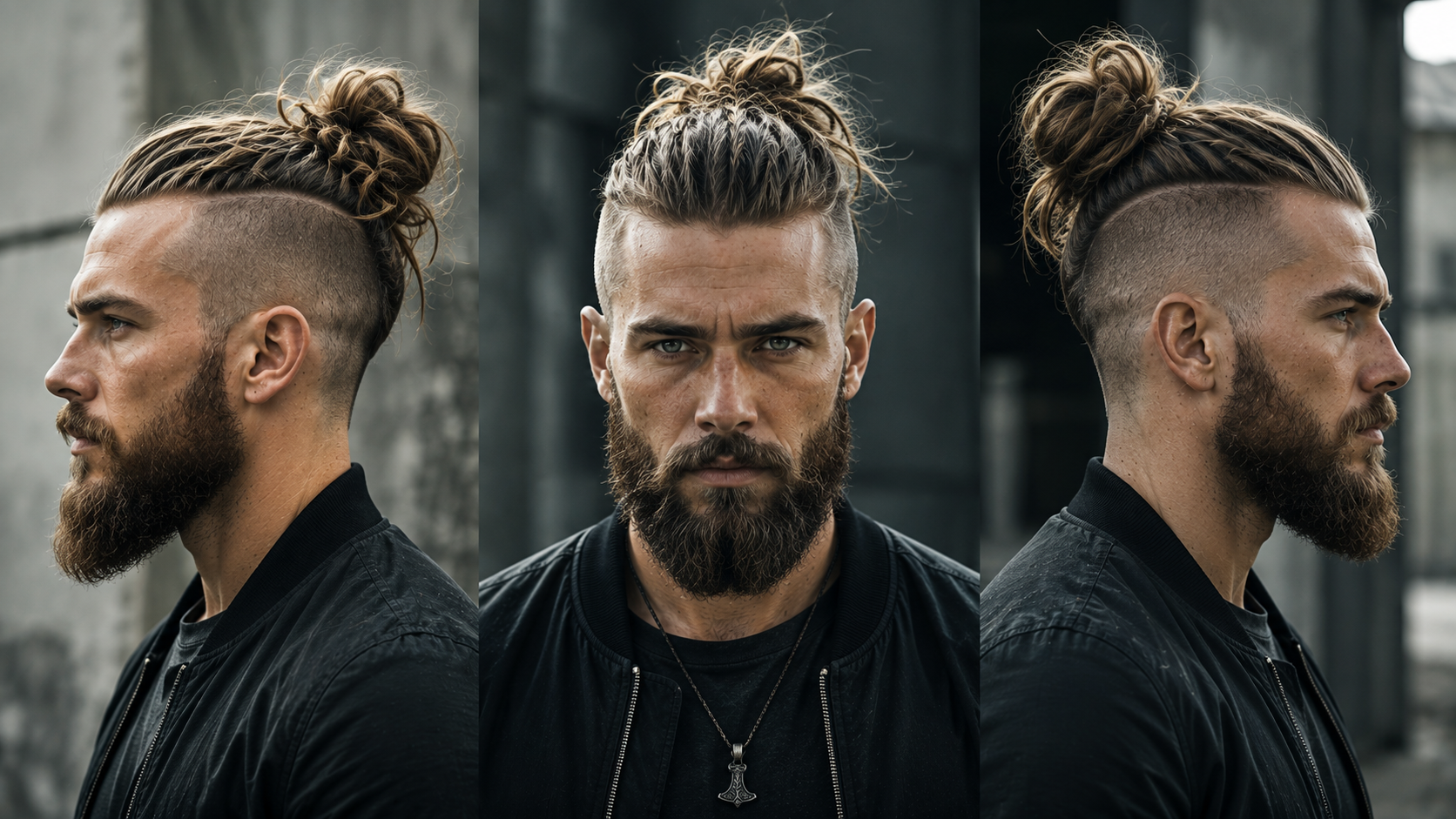 Wikinger mit Undercut und Man Bun