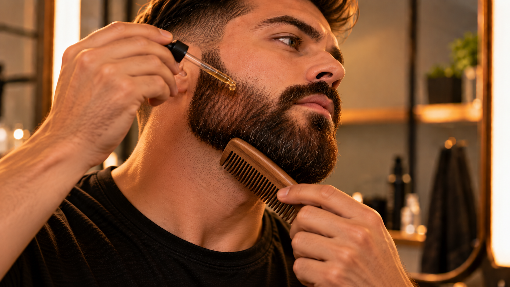 Bart formen: 10 Techniken für einen perfekt geformten Bart 8 8. Kämmen und mit Bartöl bändigen